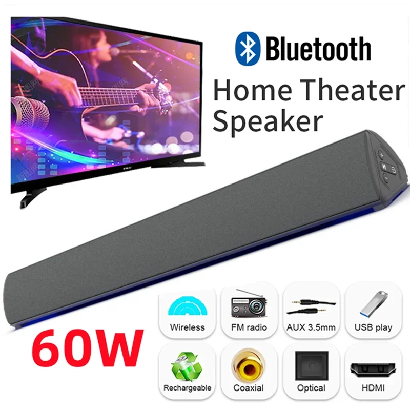Home Cinema Speaker System - 60W kablosuz TV PC soundbar'da Bluetooth