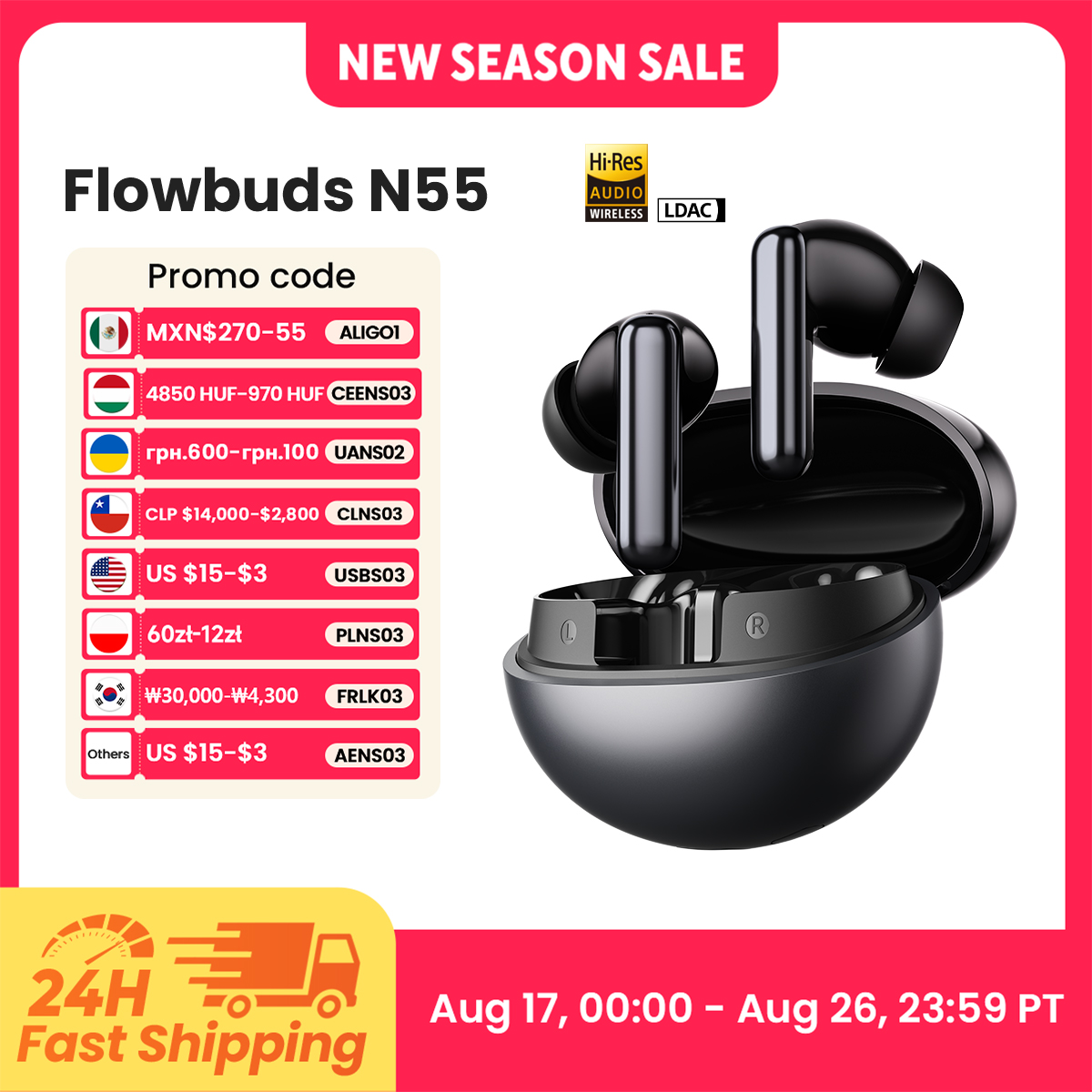 Home Cinema Headphones - HAYLOU Flowbuds N55 Kablosuz Kulaklıklar 54dB