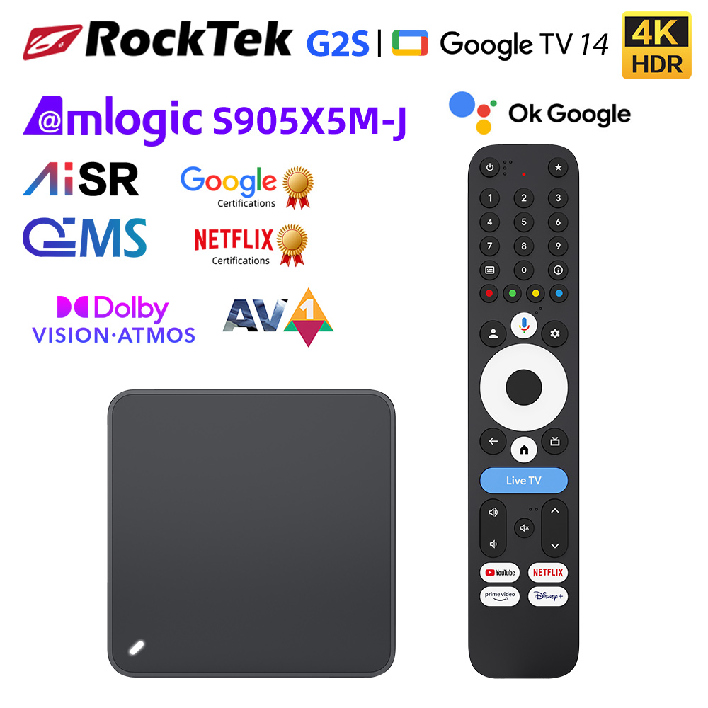 Home Cinema Dolby Atmos - RockTek G2S UHD Google TV Kutusu