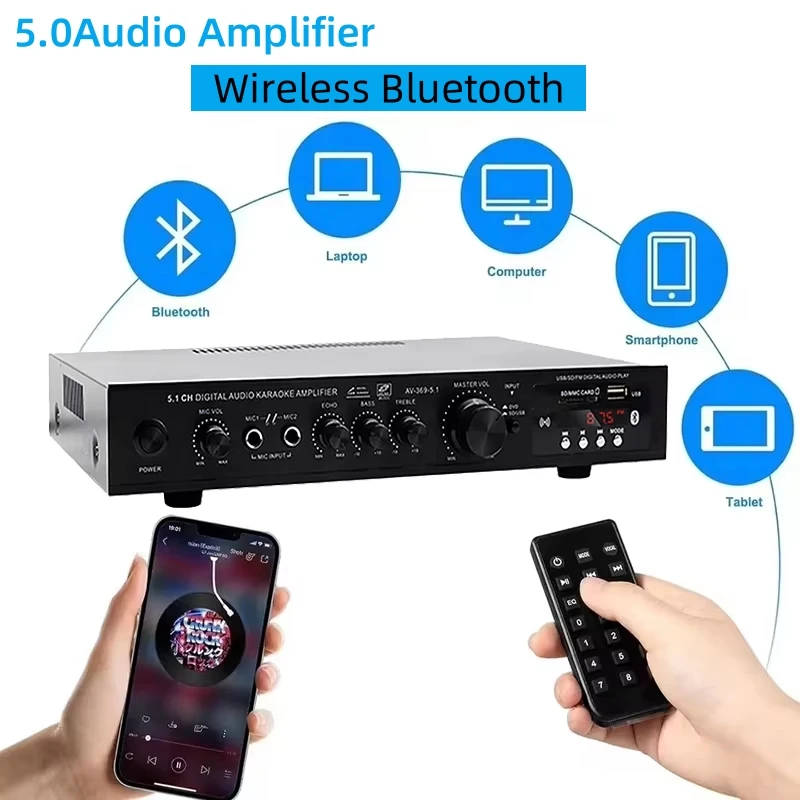Home Cinema Accessories - AV-369BT Bluetooth 5.1 Ses Hoparlörü AMP