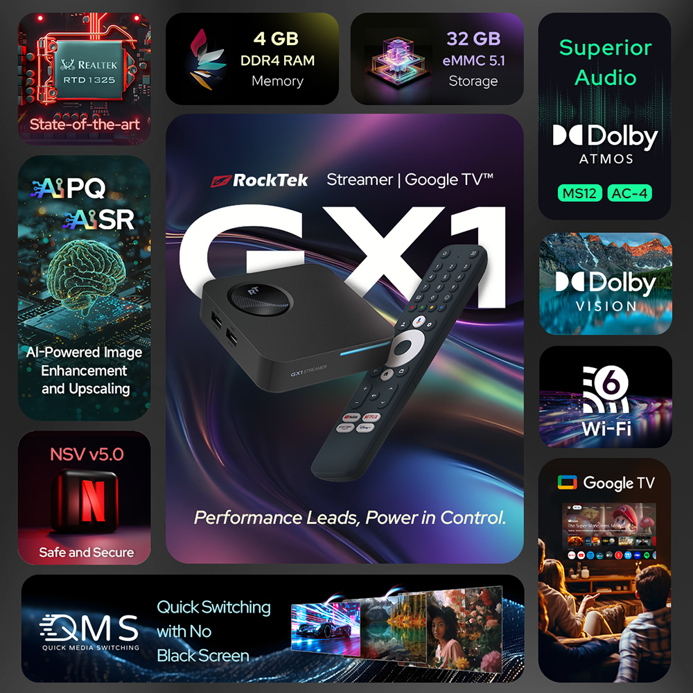 RockTek GX1 UHD Google TV 14 K - Home Cinema Dolby Atmos incelemesi ve fiyatı